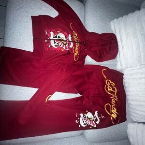 Ed Hardy Red Tracksuit with Graphic Design
